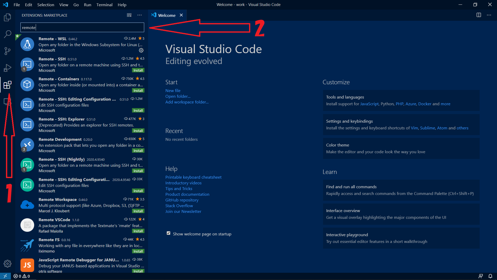 VSCode の拡張機能の画面